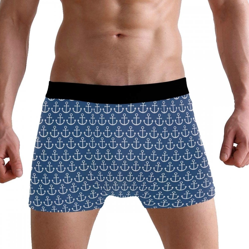 Boxer Briefs Mens Boxer Briefs Underwear Breathable Pouch Soft Underwear - Navy Blue Anchor - CU18ARKRNG4