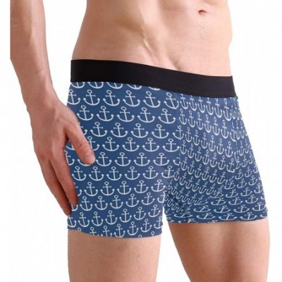 Boxer Briefs Mens Boxer Briefs Underwear Breathable Pouch Soft Underwear - Navy Blue Anchor - CU18ARKRNG4