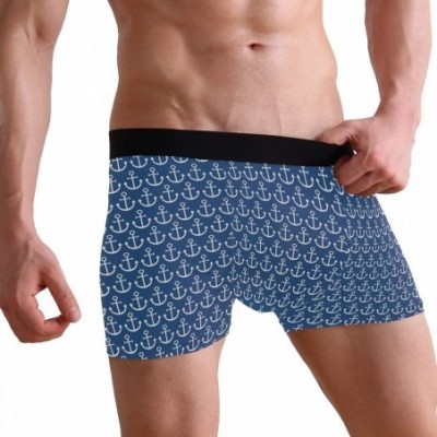 Boxer Briefs Mens Boxer Briefs Underwear Breathable Pouch Soft Underwear - Navy Blue Anchor - CU18ARKRNG4