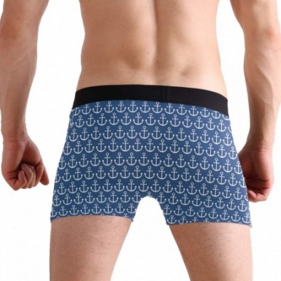 Boxer Briefs Mens Boxer Briefs Underwear Breathable Pouch Soft Underwear - Navy Blue Anchor - CU18ARKRNG4