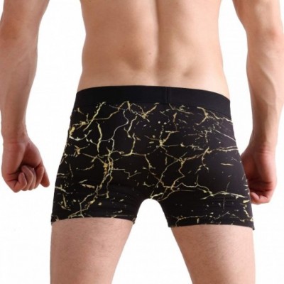 Boxer Briefs Men's Stylish Pattern Waistband Boxer Brief Stretch Swimming Trunk - Marble - CT18Q3DR37K