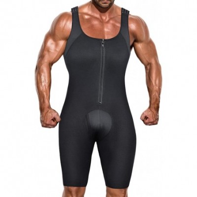 Shapewear Men's Shapewear Bodysuit Full Body Shaper Compression Slimming Suit Breathable - Black - CK18UH2OMTX