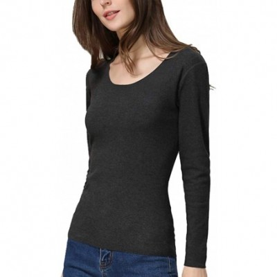 Thermal Underwear Women's Thermal Underwear Top- Plus Velvet Thick Round Neck Female Slim Thin Warm for Women - F - CH18AUKWWRX