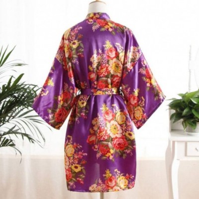 Nightgowns & Sleepshirts Sexy Robe for Women for Sex-Floral Satin Bridal Dressing Gown Wedding Bride Bridesmaid Kimono Sleepw...