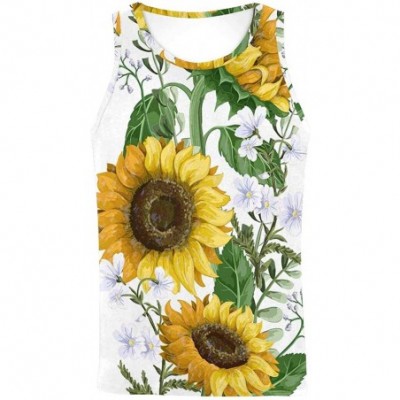 Undershirts Men's Muscle Gym Workout Training Sleeveless Tank Top Sunflowers Bouquet - Multi1 - CL19COH5H9R