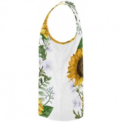 Undershirts Men's Muscle Gym Workout Training Sleeveless Tank Top Sunflowers Bouquet - Multi1 - CL19COH5H9R