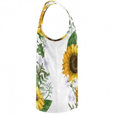 Undershirts Men's Muscle Gym Workout Training Sleeveless Tank Top Sunflowers Bouquet - Multi1 - CL19COH5H9R