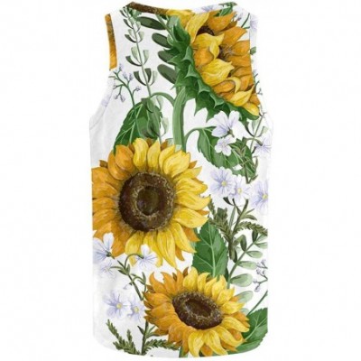 Undershirts Men's Muscle Gym Workout Training Sleeveless Tank Top Sunflowers Bouquet - Multi1 - CL19COH5H9R