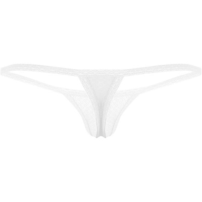 G-Strings & Thongs Men's Sexy Mesh See Through Sheer Low Rise Thongs G-String Jockstraps Bikini Underwear - White - CC18U7UIDGH