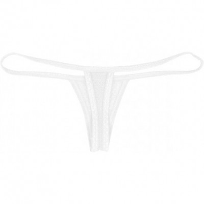 G-Strings & Thongs Men's Sexy Mesh See Through Sheer Low Rise Thongs G-String Jockstraps Bikini Underwear - White - CC18U7UIDGH