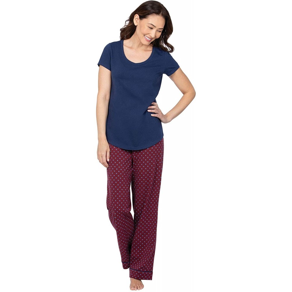 Sets Pajamas for Women - Short Sleeve Pajamas for Women - Burgundy - C218GCHAOA6