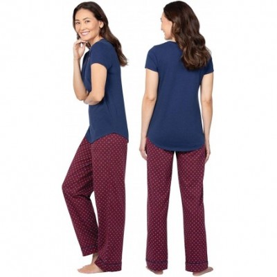 Sets Pajamas for Women - Short Sleeve Pajamas for Women - Burgundy - C218GCHAOA6