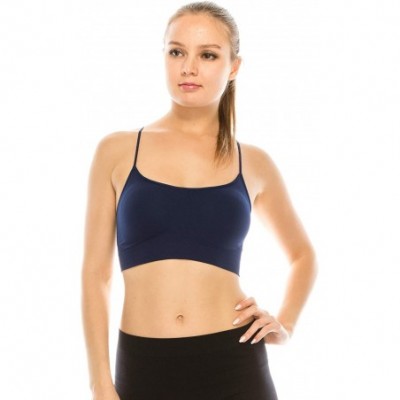 Bras Women's Seamless Sports Bra - Built-in Shelf Bras Workout Tank Top with Removable Pads UPF 50+ (Made in USA) - Dark Navy...