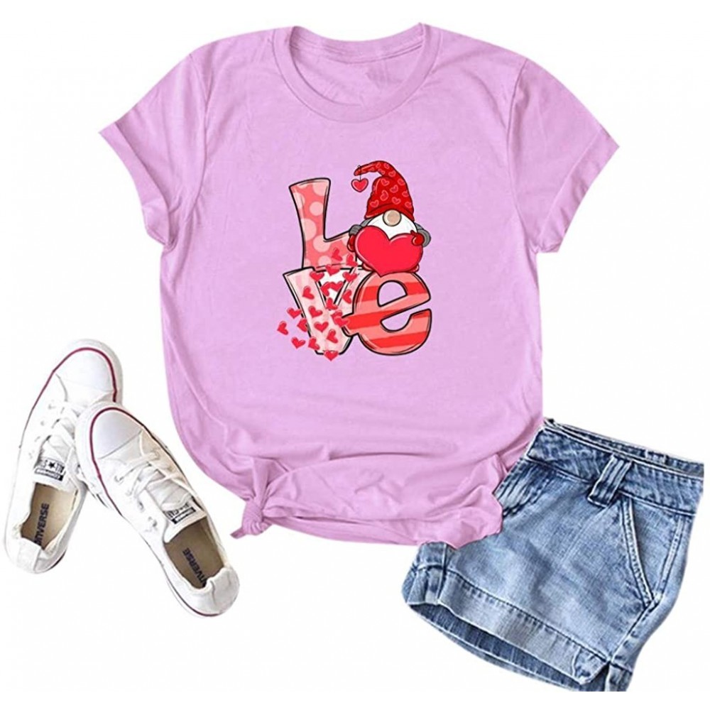 Nightgowns & Sleepshirts Women's Valentine Shirt- Adeliberr Heart-Shaped Cute Graphic Print Shirt Shirt T-Shirt Short Sleeve ...