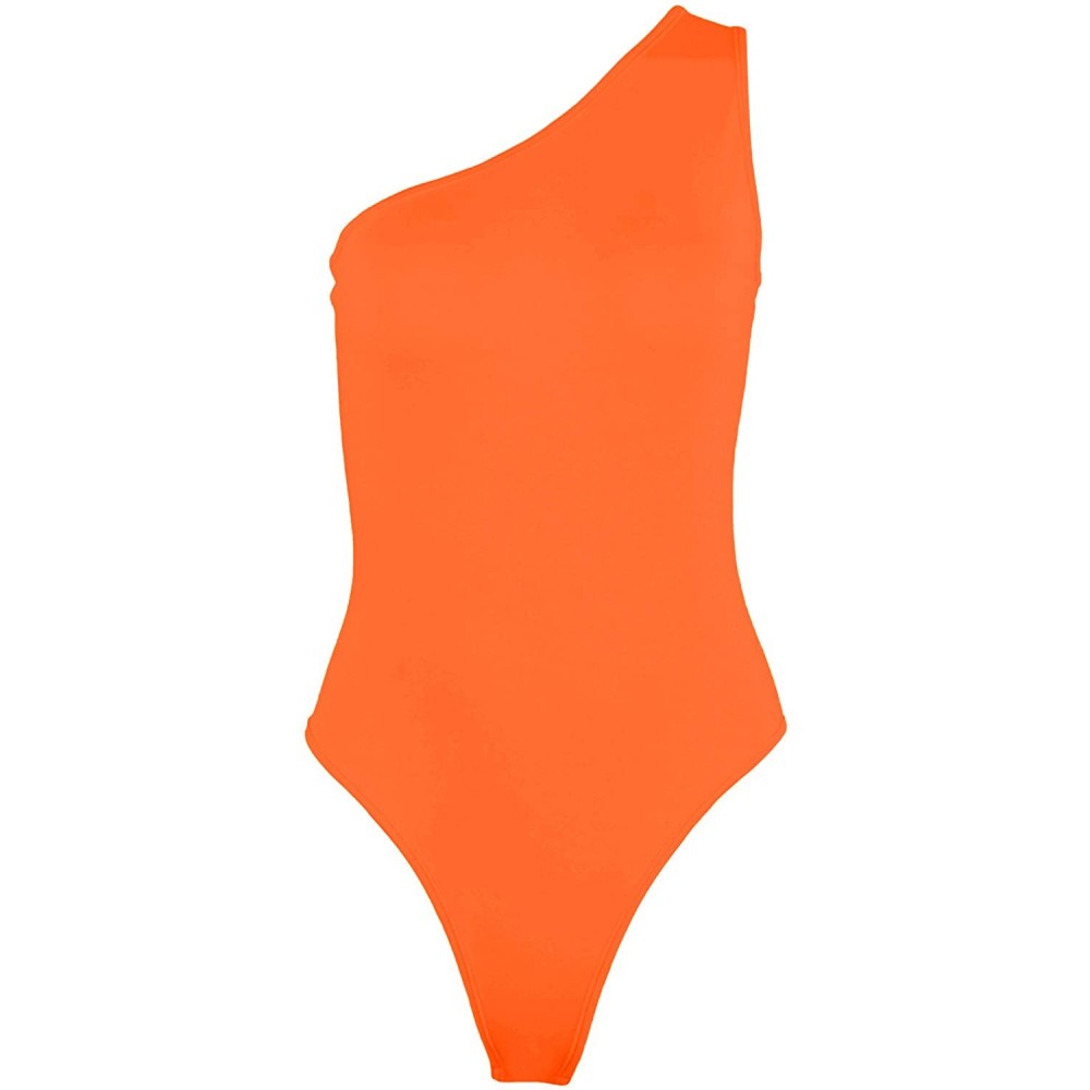 Shapewear Kelisky Women's Sexy One Shouler Sleeveless Solid One Piece Bodysuit - Orange - CZ18WEL495I