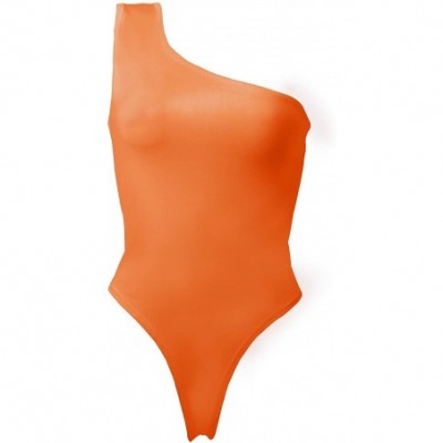 Shapewear Kelisky Women's Sexy One Shouler Sleeveless Solid One Piece Bodysuit - Orange - CZ18WEL495I