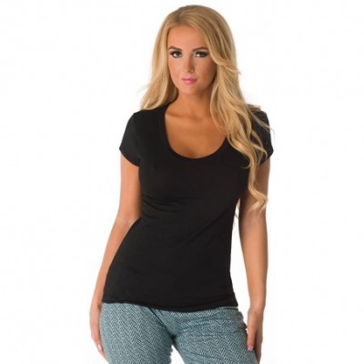 Tops Sexy Sleepwear T-Shirt for Women 503341 - Black - CG12KK0DX5P