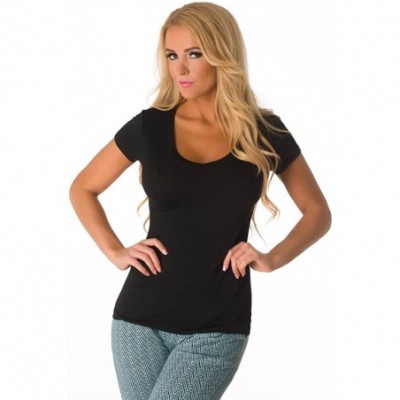 Tops Sexy Sleepwear T-Shirt for Women 503341 - Black - CG12KK0DX5P