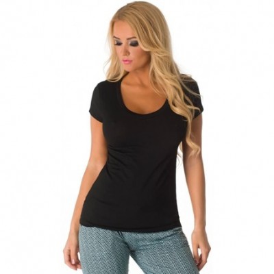 Tops Sexy Sleepwear T-Shirt for Women 503341 - Black - CG12KK0DX5P