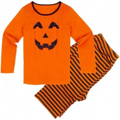 Sleep Sets Men Family Matching Halloween Pumpkin Print Pajamas Set Blouse + Striped Pants - Orange - CJ18Y6LH4E5