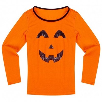 Sleep Sets Men Family Matching Halloween Pumpkin Print Pajamas Set Blouse + Striped Pants - Orange - CJ18Y6LH4E5