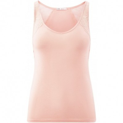 Tops Ultra Women's Viscose Top with Lace Details - Pink (4000n) - C818C6M7DQ5