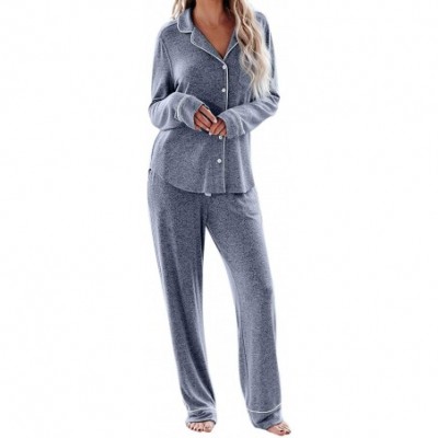 Sets Womens Pajamas 2-Piece Top Shorts Pants Lounge Nightwear Sleepwear PJ Set - A-pant-dark Grey - C9197UW5GD6