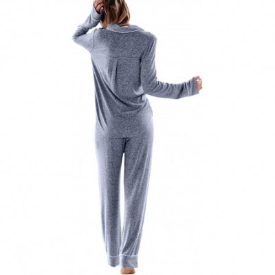 Sets Womens Pajamas 2-Piece Top Shorts Pants Lounge Nightwear Sleepwear PJ Set - A-pant-dark Grey - C9197UW5GD6