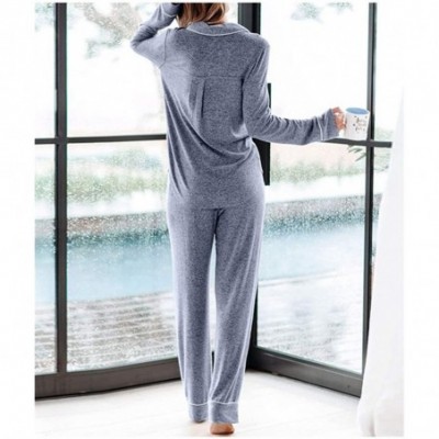 Sets Womens Pajamas 2-Piece Top Shorts Pants Lounge Nightwear Sleepwear PJ Set - A-pant-dark Grey - C9197UW5GD6