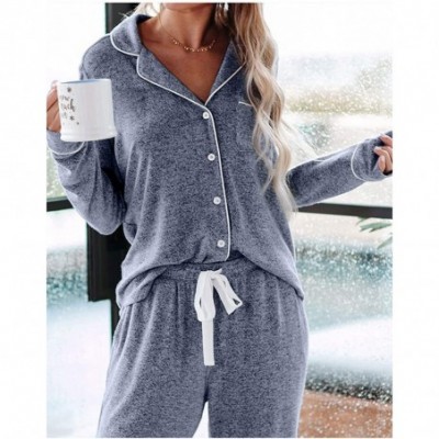 Sets Womens Pajamas 2-Piece Top Shorts Pants Lounge Nightwear Sleepwear PJ Set - A-pant-dark Grey - C9197UW5GD6