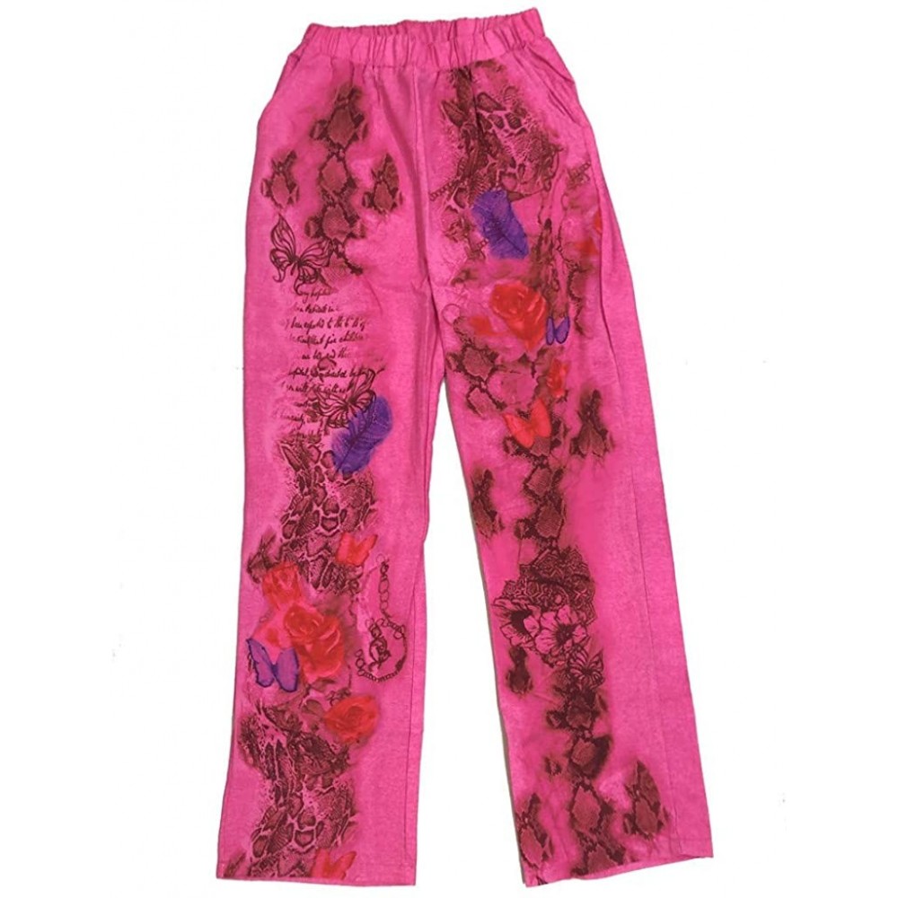 Bottoms Fashion Pants for Women Floral Butterfly Printed Pants Trousers Plus Size S-5XL - Red - C318UHDC7DQ