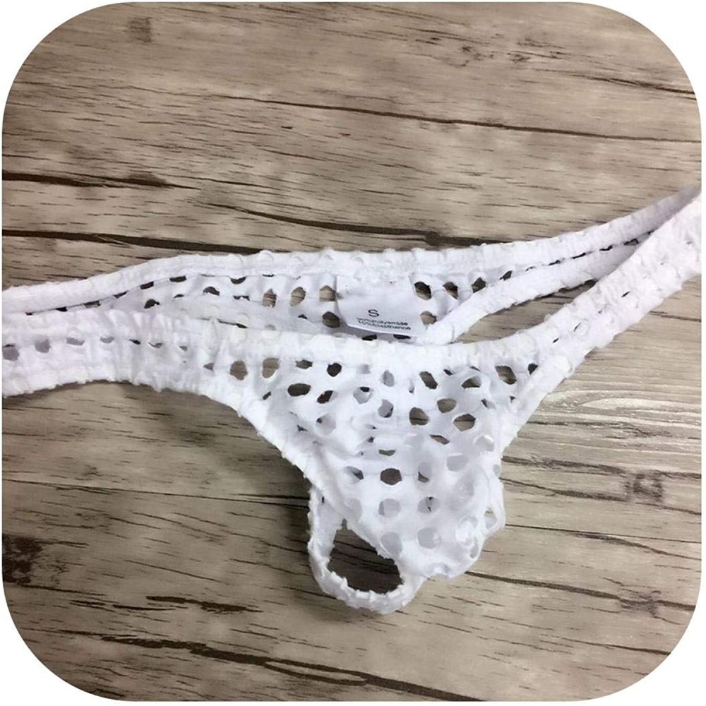 G-Strings & Thongs Underwear Jockss Big Mesh Breathable Hollow Strings Homme Sexy Low-Waist Thongs Men G Tangas - White - CD1...