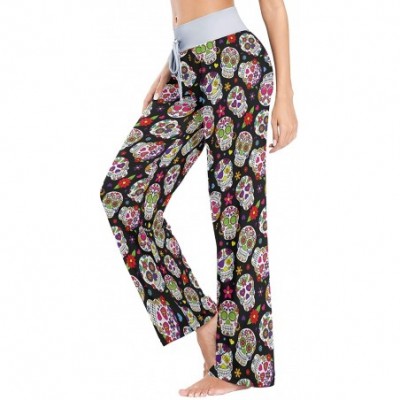 Bottoms Women's Pajama Pants Drawstring Long Wide Leg Lounge Sleep Trousers Sleep Pants - Color25 - C11996XG37L