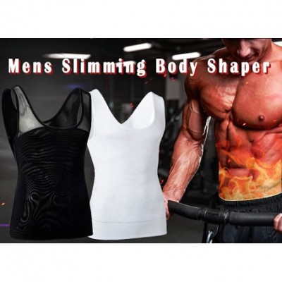 Shapewear Mens Slimming Body Shaper Vest Chest Compression Shirt Abs Abdomen Slim Tank Top Undershirt - Black - C4195HNU87A