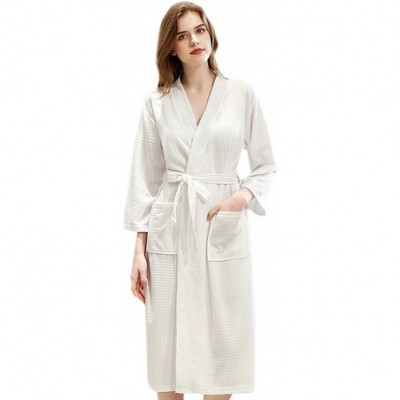 Robes Kimono Robe Men Women Bathrobe Spa Hotel Lightweight Weave Robe Wrap - White Women - CK199ZZ66AH