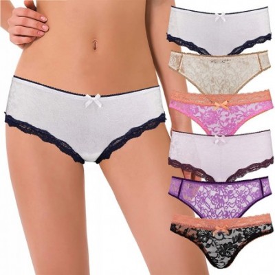 Panties Women's Sexy Lace Bikini Hipster Boyshorts Underwear Panties-6 Pack - 17226-packa(6 Pack) - CS18T7MXHRA