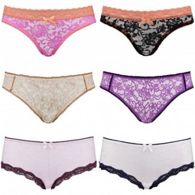 Panties Women's Sexy Lace Bikini Hipster Boyshorts Underwear Panties-6 Pack - 17226-packa(6 Pack) - CS18T7MXHRA