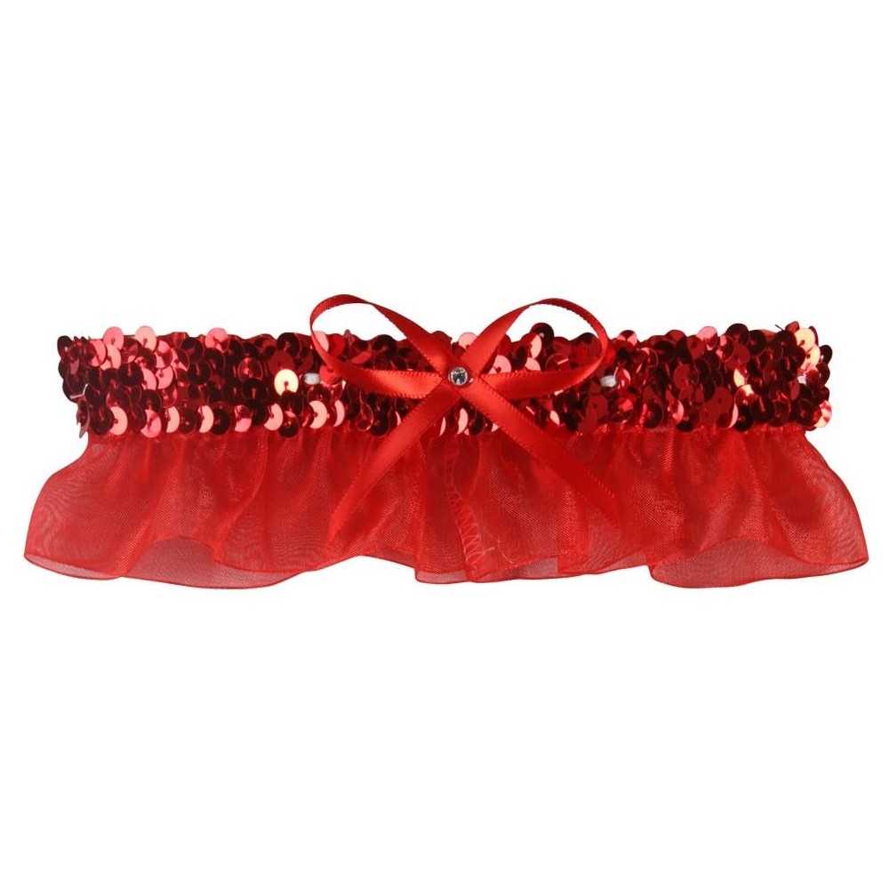 Garters & Garter Belts Evelyn Garter with White Bow- Red - Red - CE12KWIBDP7