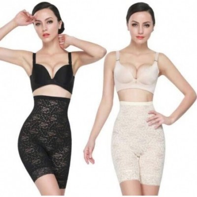 Shapewear Women Lace Slip Shorts High Waist Tummy Control Thigh Slimming Undershorts Shapewear - Beige - CJ19CIWIEEX