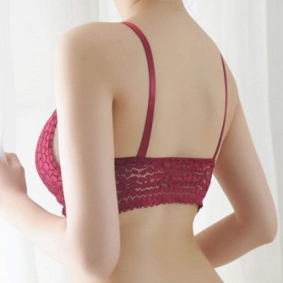 Thermal Underwear New Sleepwear Falda Women's Fashion Solid Color V-Neck Lace Bras Crop Tops Vest Summer Strap Tank - Red - C...