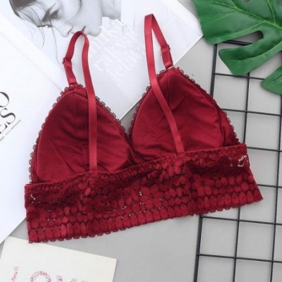 Thermal Underwear New Sleepwear Falda Women's Fashion Solid Color V-Neck Lace Bras Crop Tops Vest Summer Strap Tank - Red - C...