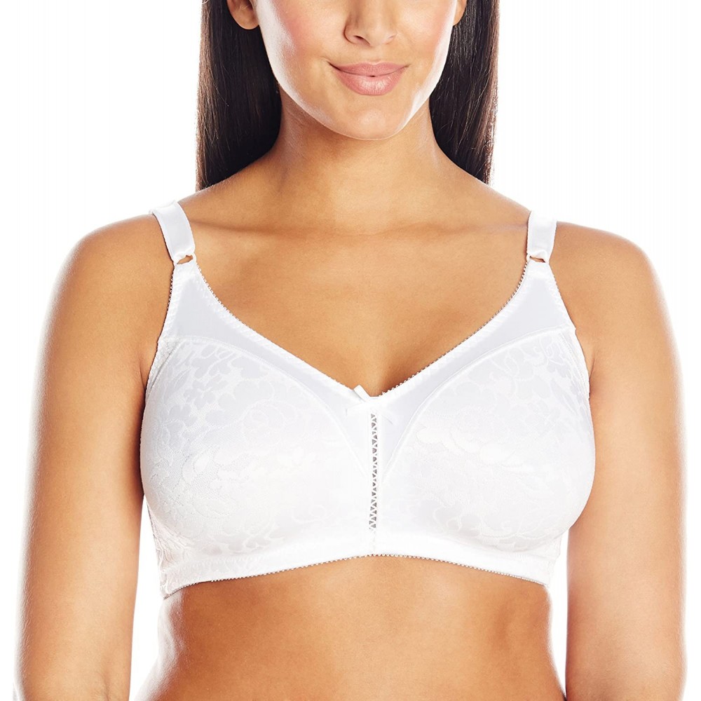 Bras Women's Double Support Spa Closure Wire-Free Bra - White - C911UDSU7XB