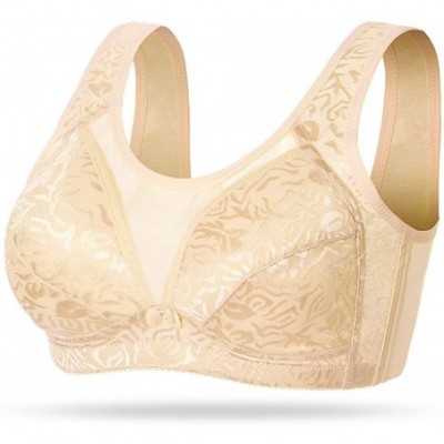 Bras Women's Minimizer Wireless Bra Comfort Full Coverage Beauty Back Non-Padded Unlined Bra - Beige - CX19COR8SY2