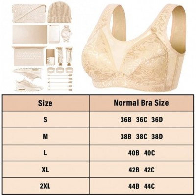 Bras Women's Minimizer Wireless Bra Comfort Full Coverage Beauty Back Non-Padded Unlined Bra - Beige - CX19COR8SY2