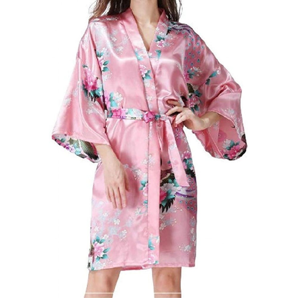 Tops Womens 1/2 Sleeve Mid-Length Comfy Floral Printed Kimono Loungewear PJ - 7 - CW19876E0ZH