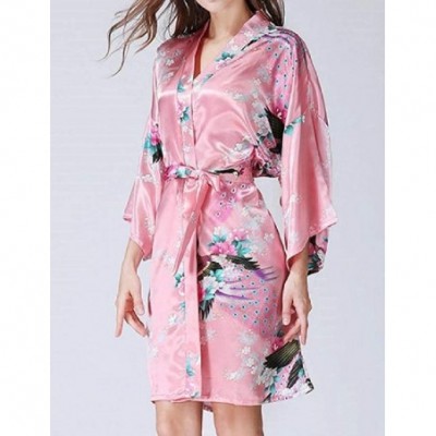 Tops Womens 1/2 Sleeve Mid-Length Comfy Floral Printed Kimono Loungewear PJ - 7 - CW19876E0ZH