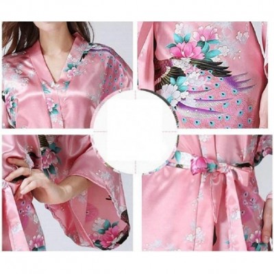 Tops Womens 1/2 Sleeve Mid-Length Comfy Floral Printed Kimono Loungewear PJ - 7 - CW19876E0ZH