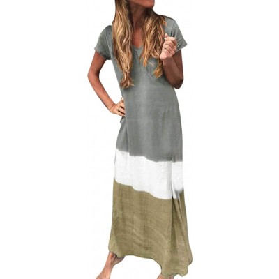 Nightgowns & Sleepshirts Women's Short Sleeve Maxi Dress with Pockets Casual Loose Tunics Summer Long Dress Loungewear Nightg...