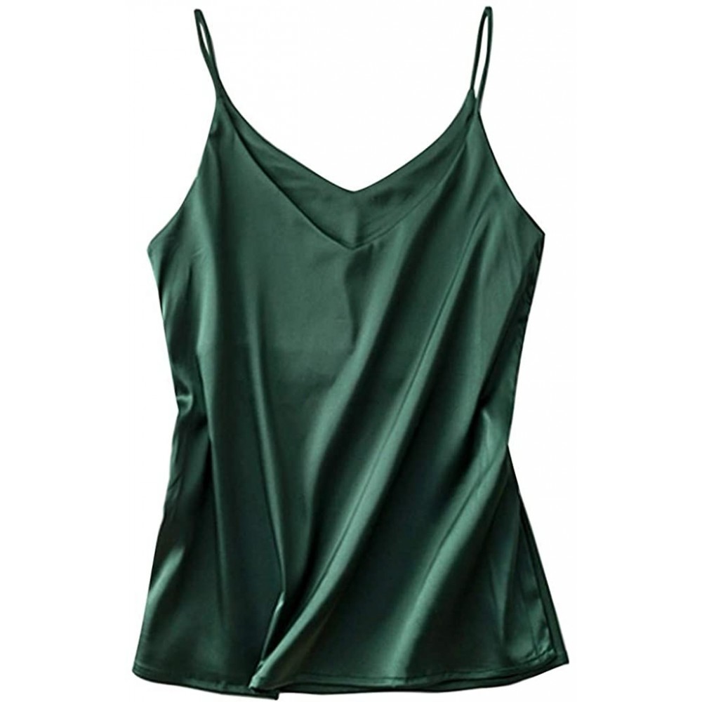 Camisoles & Tanks Women Satin Cami Pamaja V Neck Spaghetti Strap Camisole Tank Tops Silky Satin Sexy Sleepwear Ladies Nightwe...