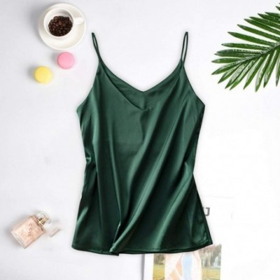 Camisoles & Tanks Women Satin Cami Pamaja V Neck Spaghetti Strap Camisole Tank Tops Silky Satin Sexy Sleepwear Ladies Nightwe...